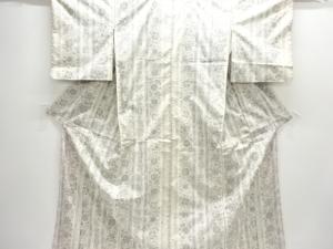 縞に花更紗模様織り出し西陣伝承紬着物